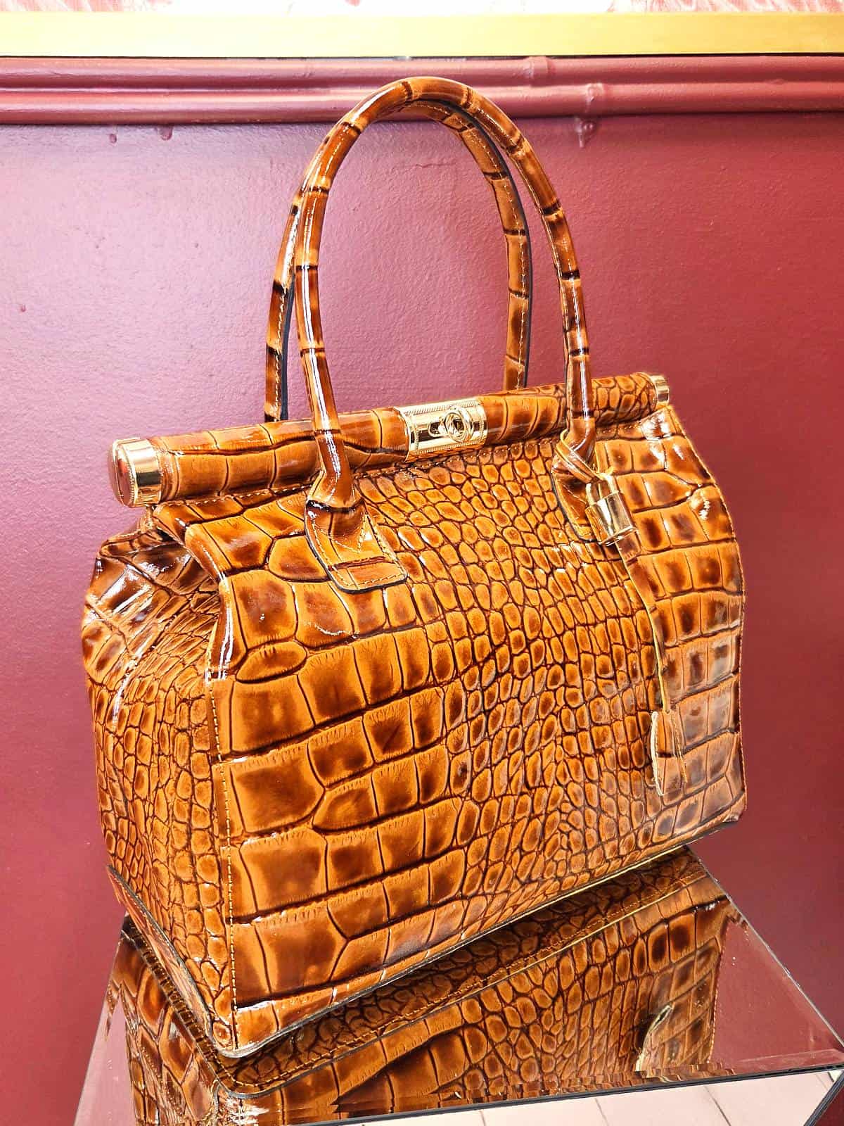 Taske croc stor brun