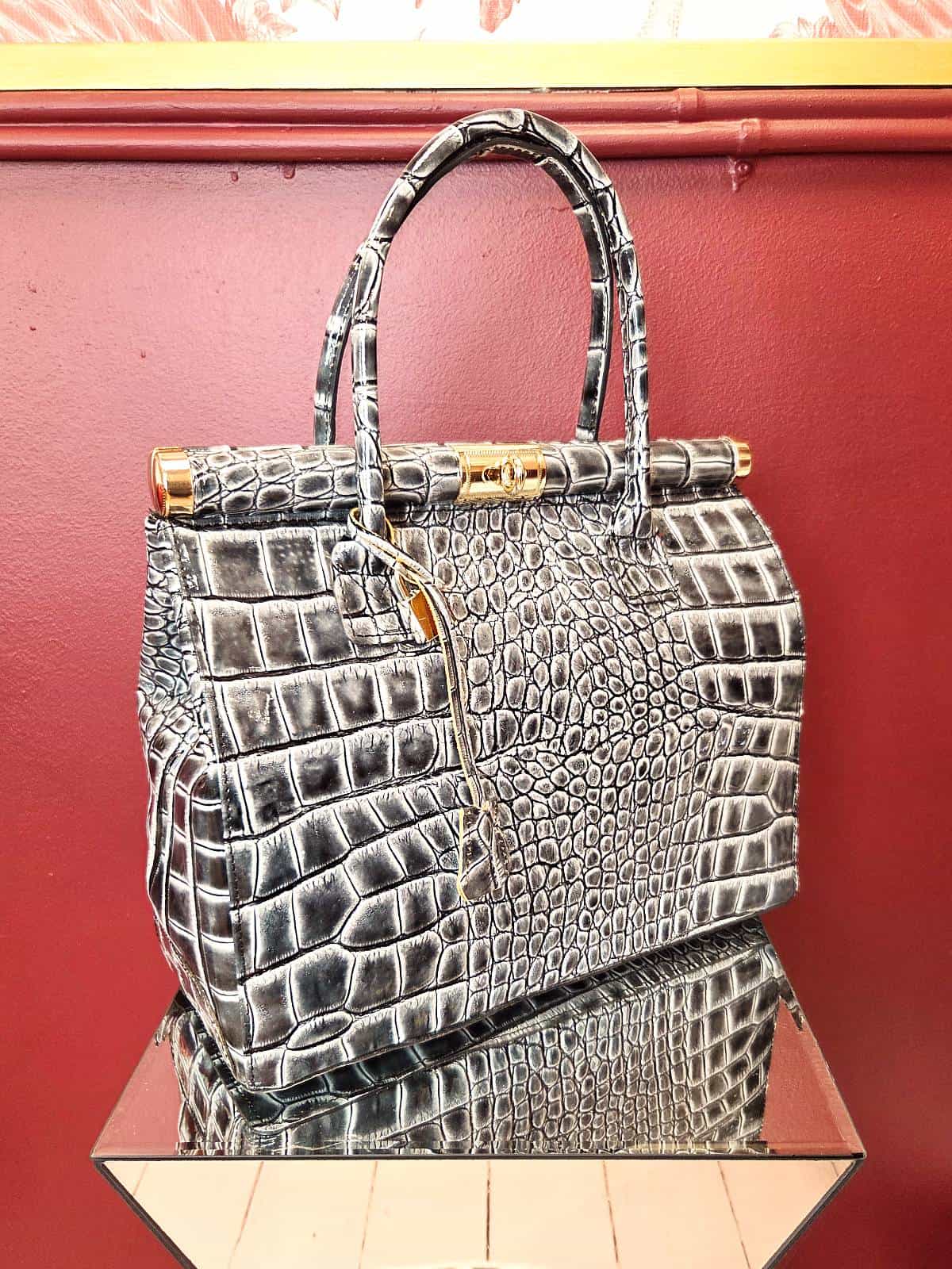 Taske croc stor grå
