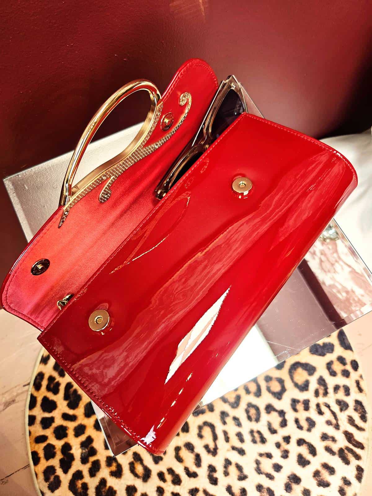 clutch rød guldlukning åben