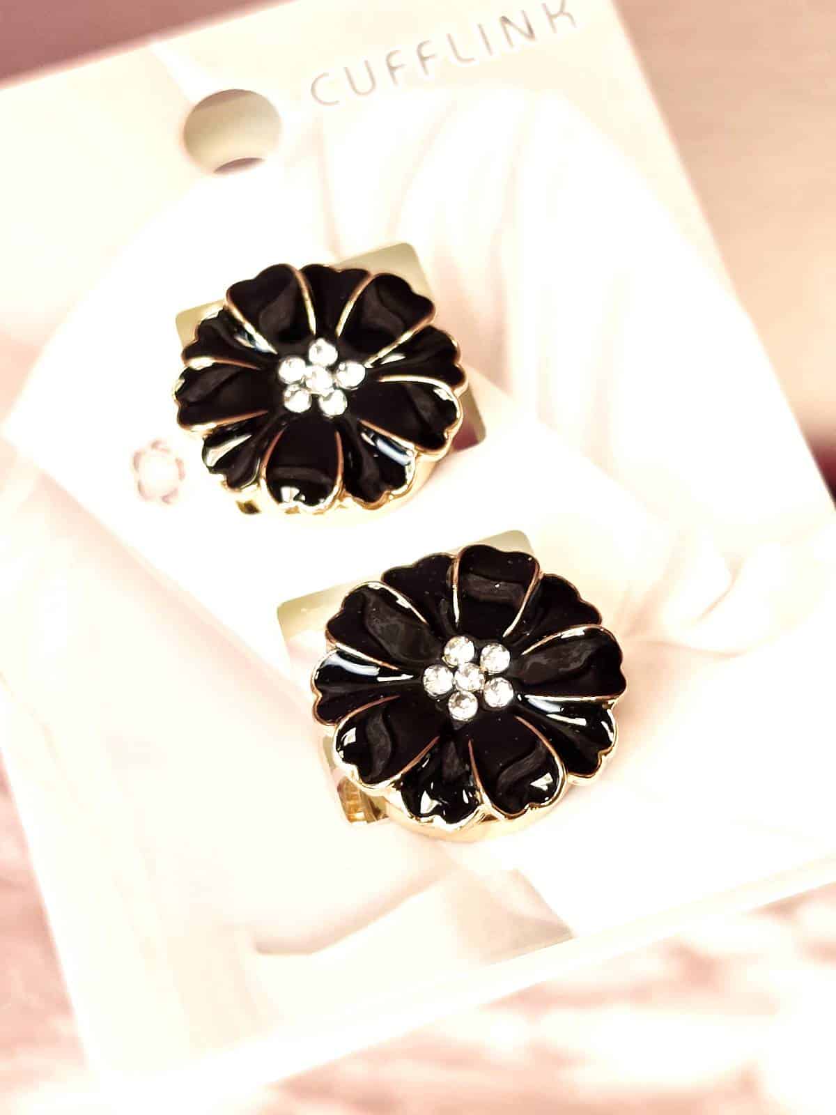 knappecover guld og sort blomst