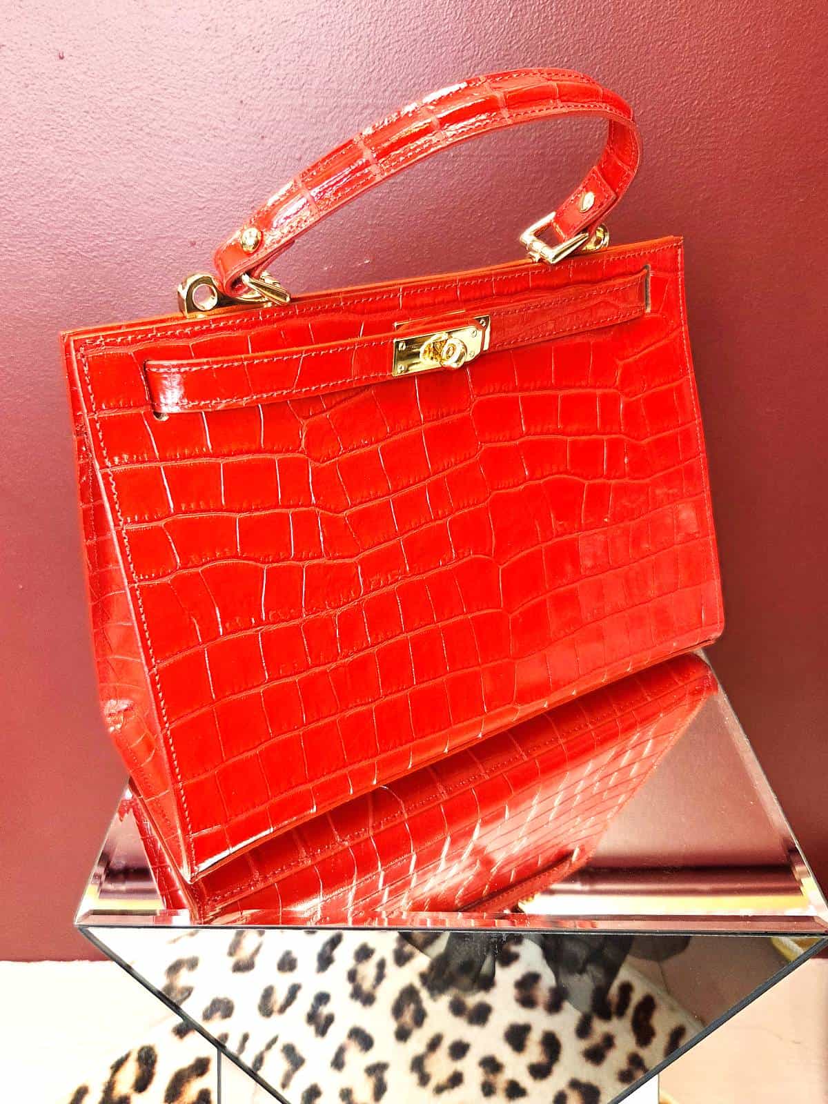 lædertaske croco rød