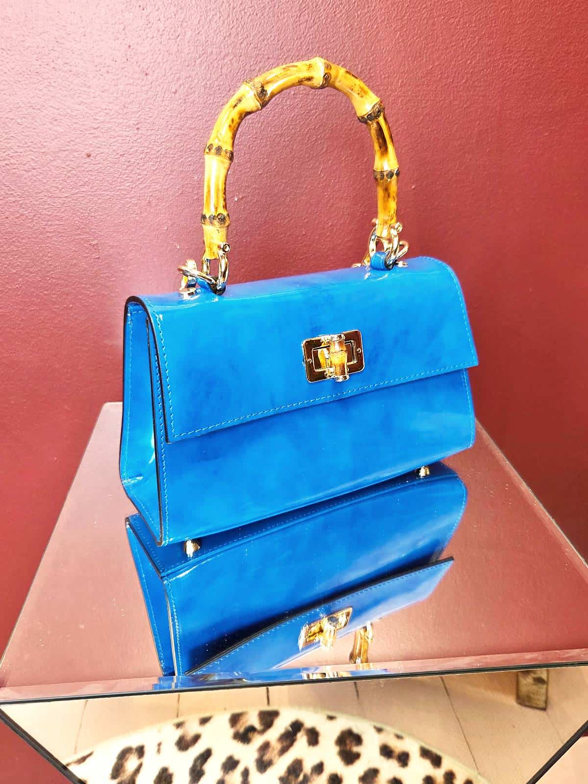 taske bambushank blå