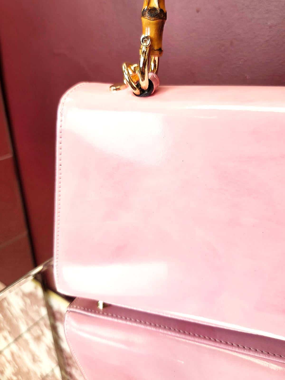 taske bambushank lyserød farve