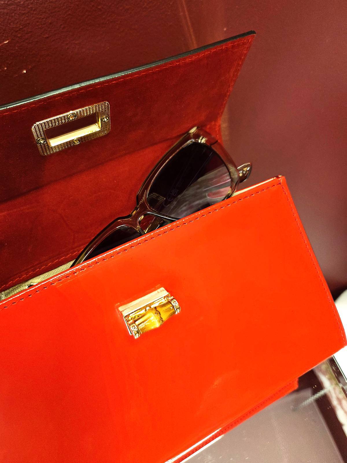 taske bambushank rød åben