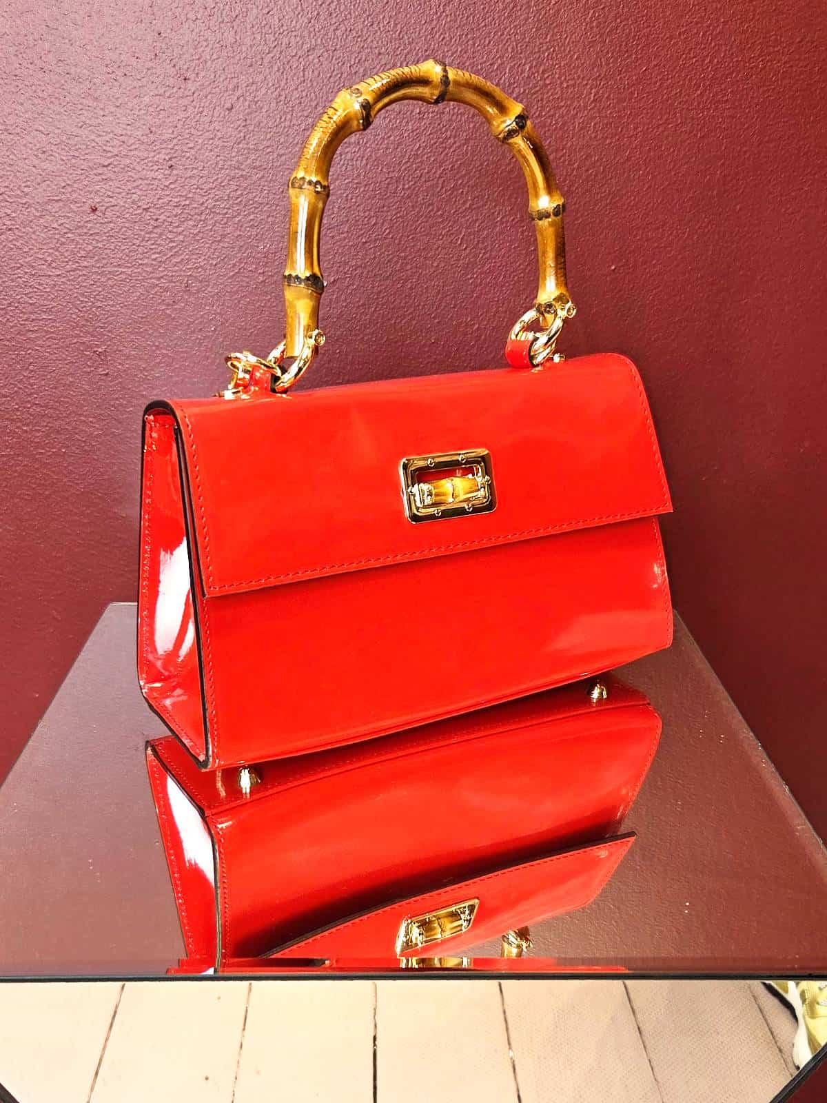 taske bambushank rød