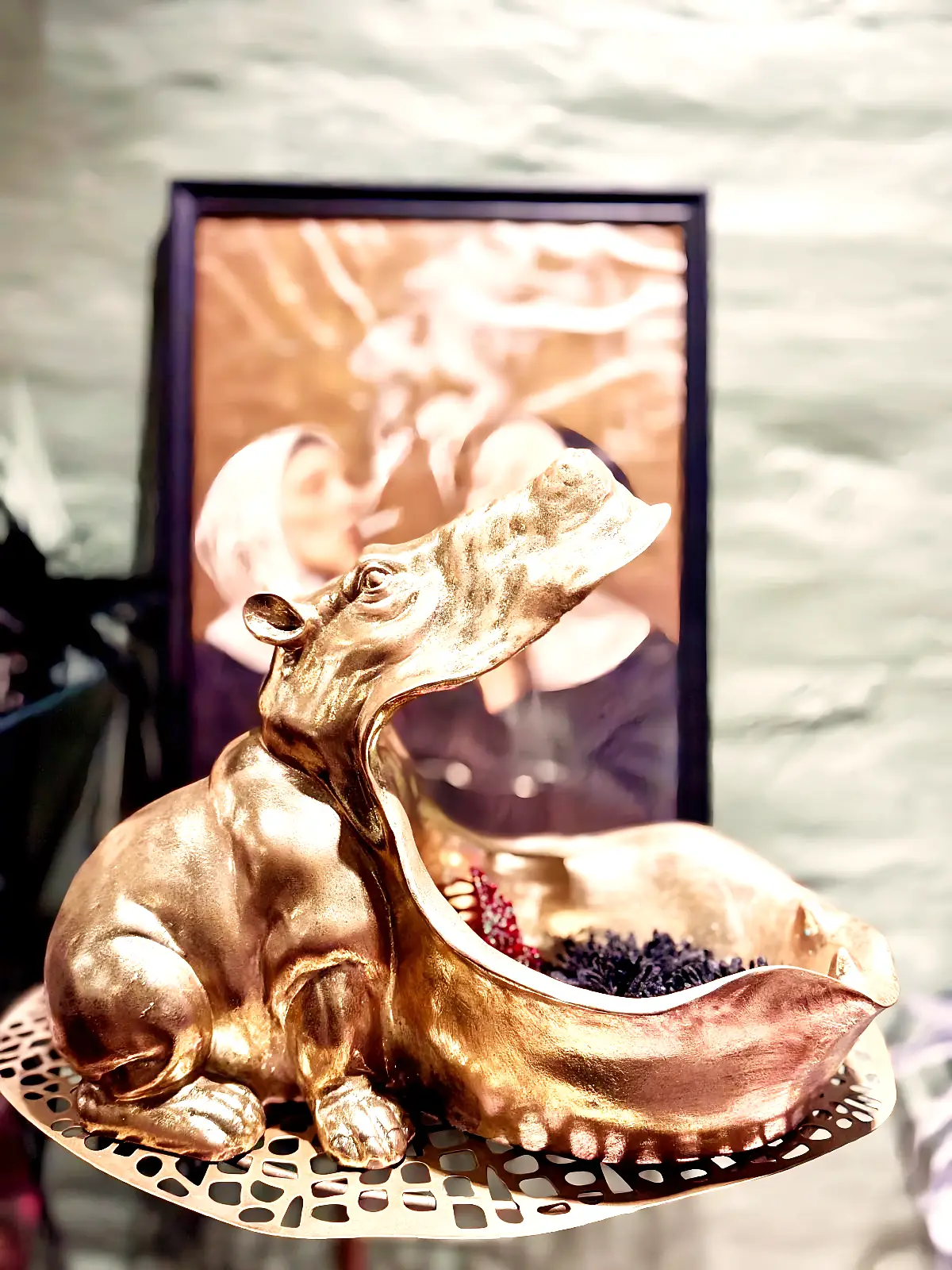 Flodhesteskål guld - fra siden