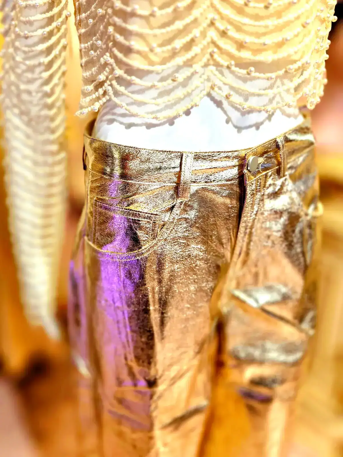 Metallic bukser guld forlommer