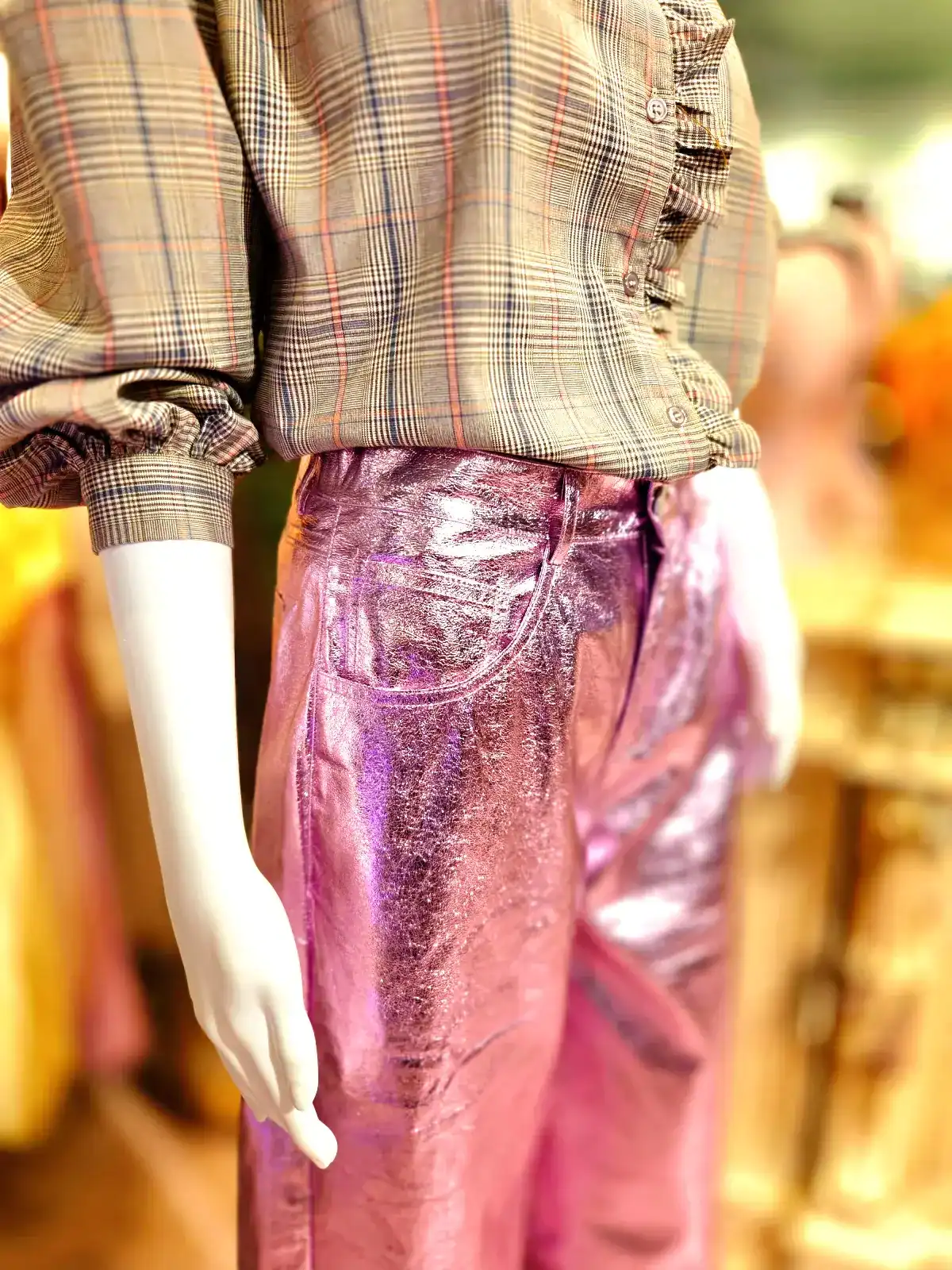 Metallic bukser pink forlommer