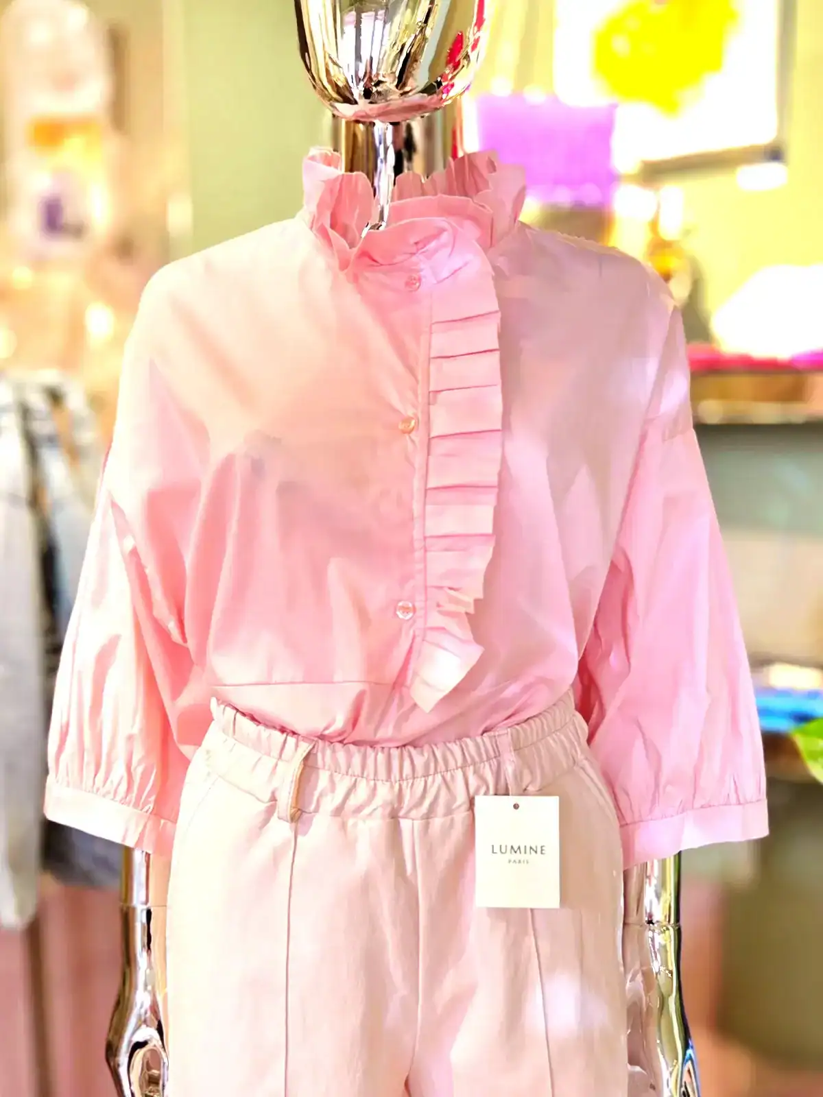 Oversize skjorte pink forfra