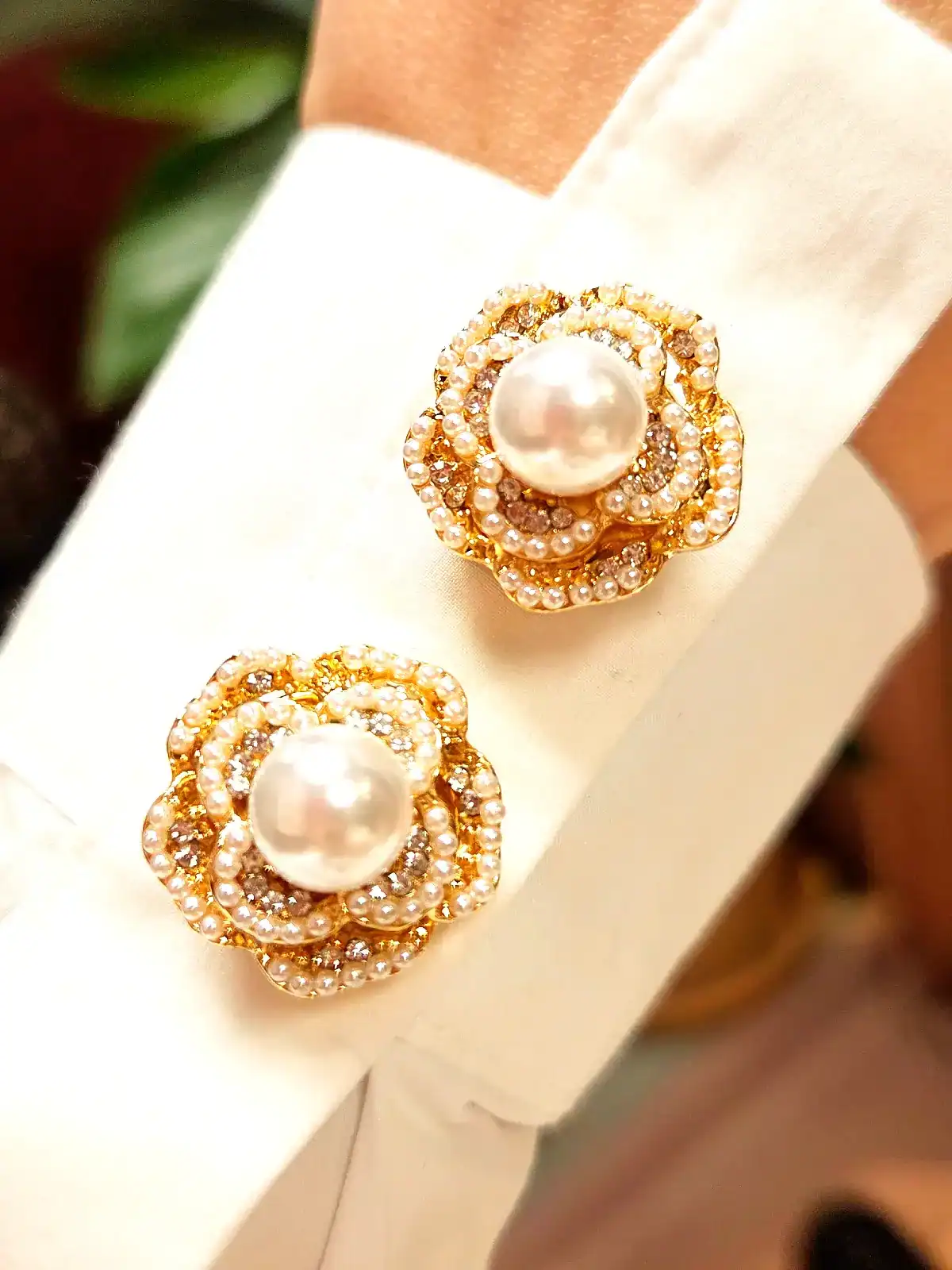 knappecovers guld blomst stor perle