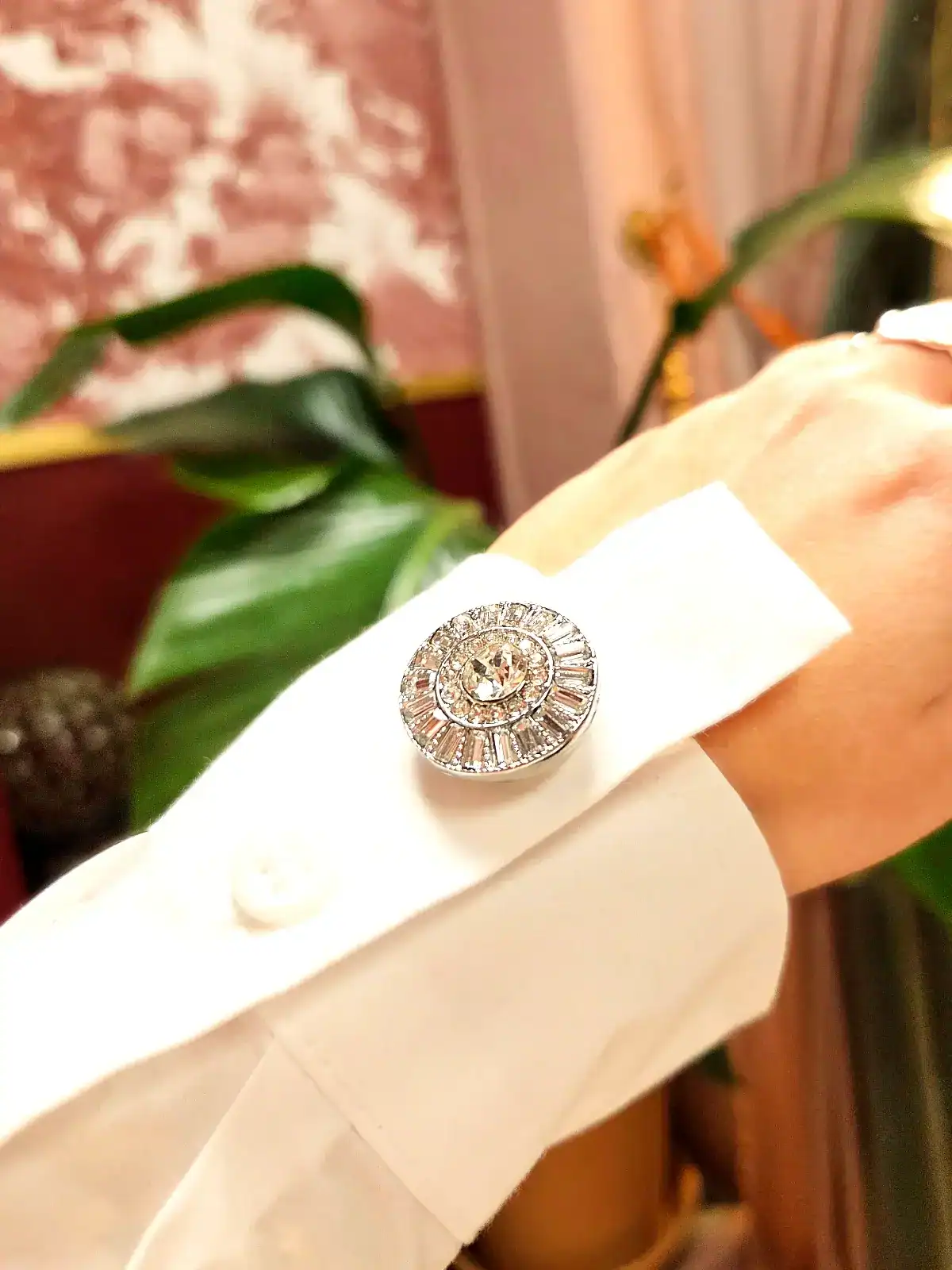 knappecovers sølv cirkel enkelt på ærme