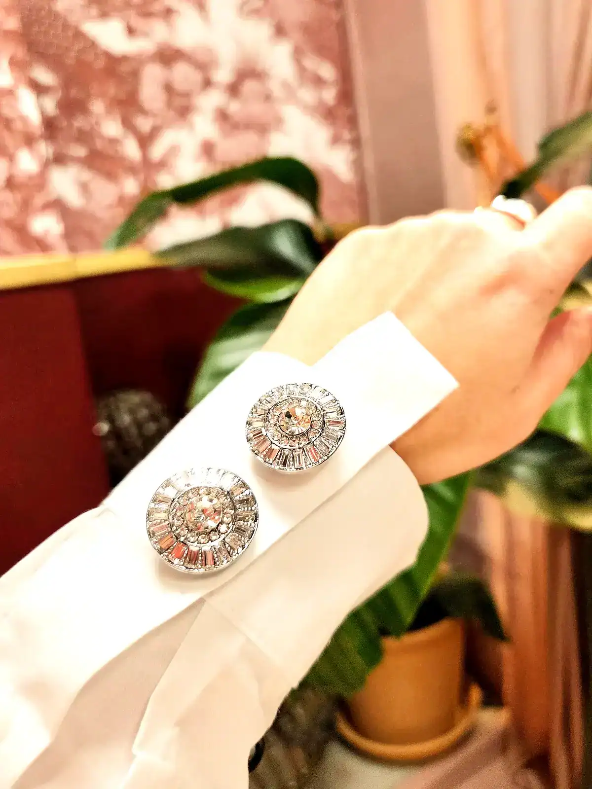 knappecovers sølv cirkel par på ærme