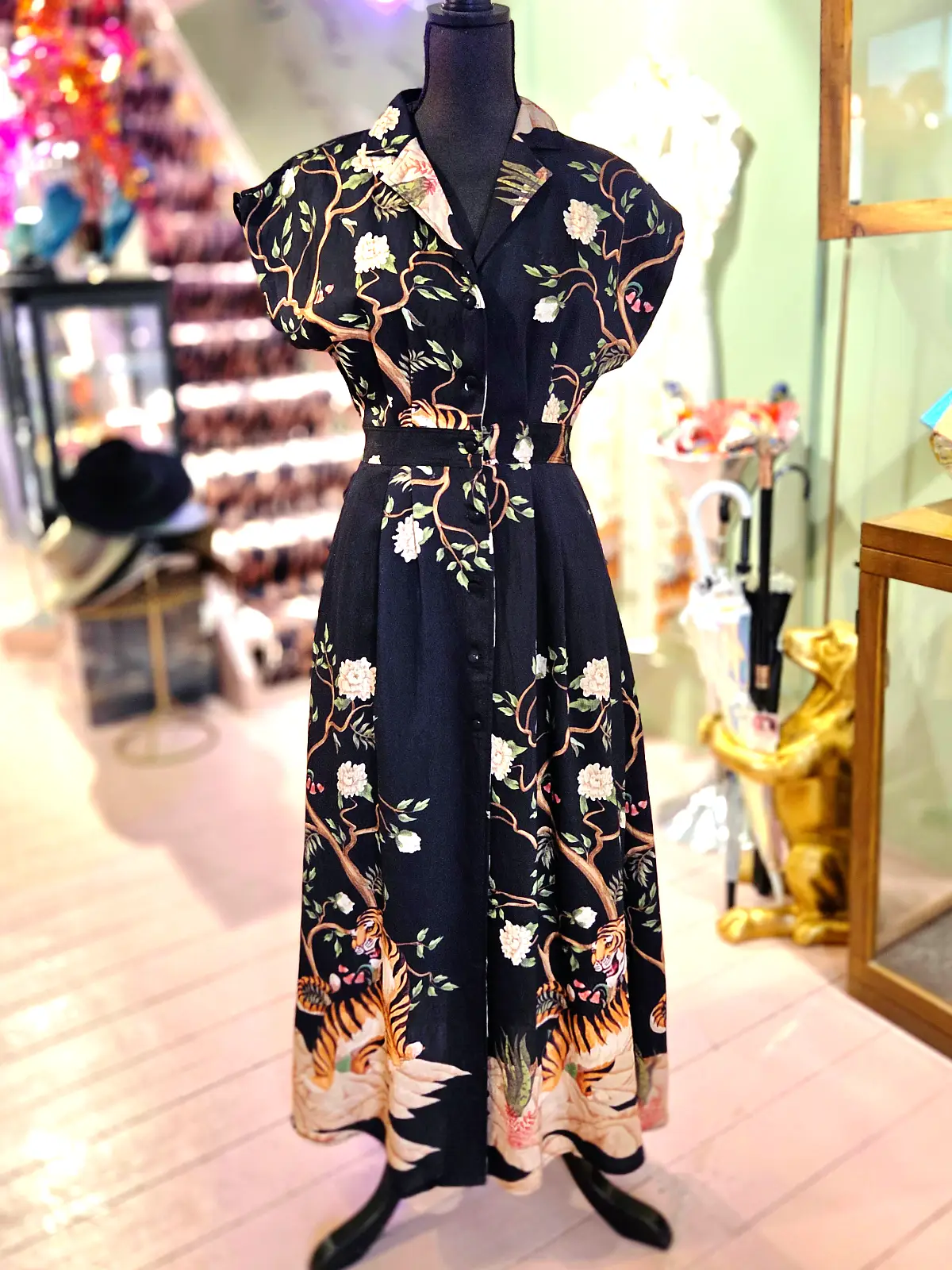 kjole med tigerprint blå