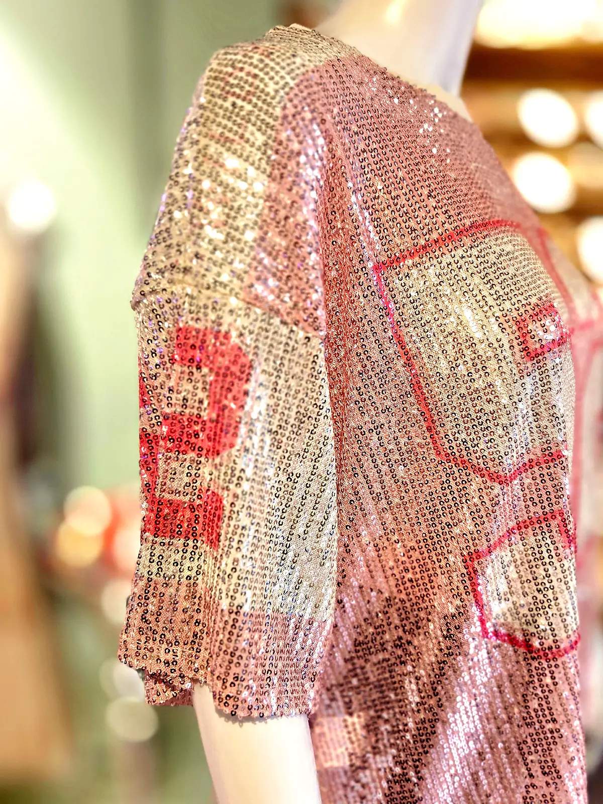 palliet nummer top lyserød og pink - ærmer