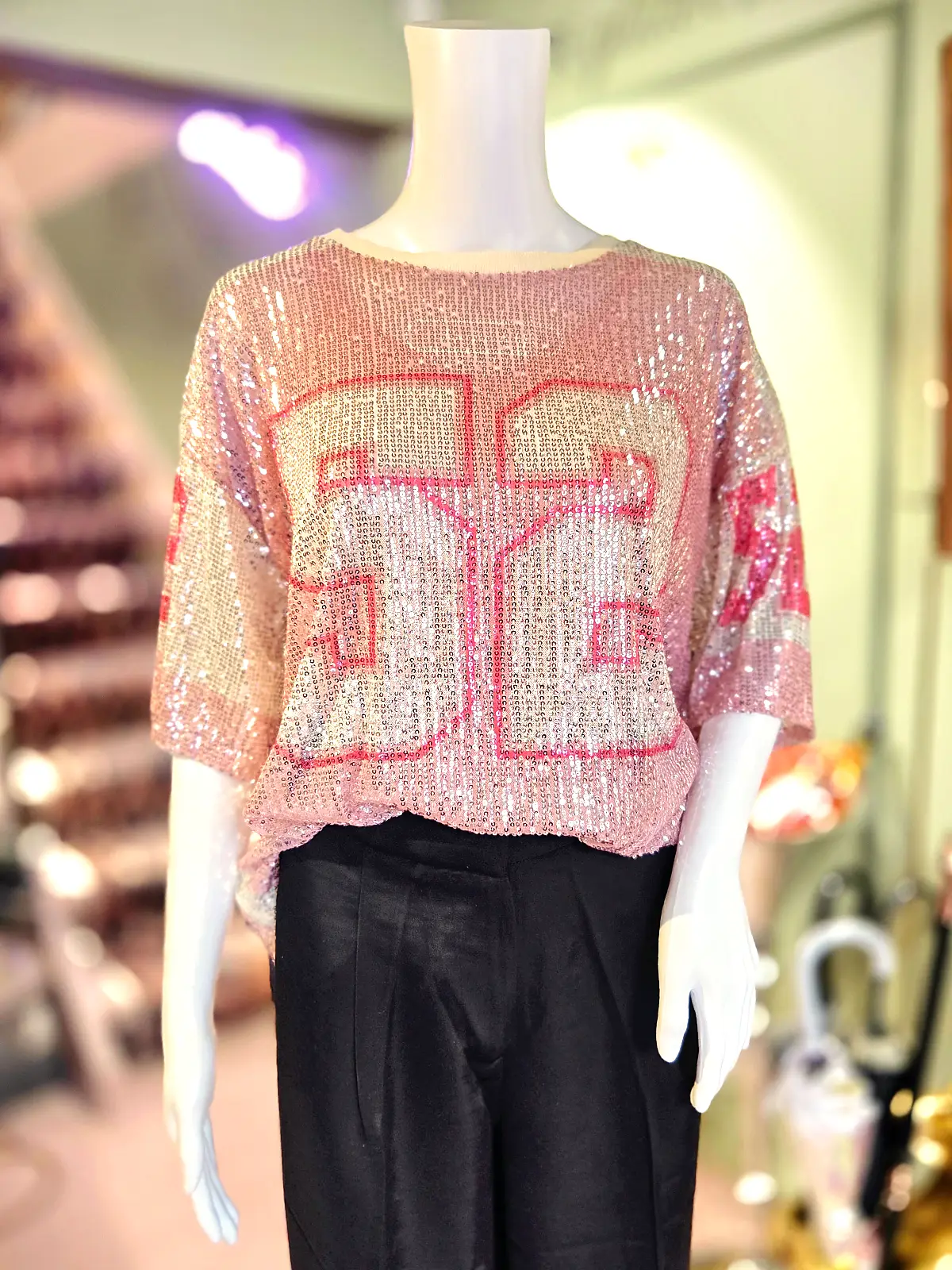 palliet nummer top lyserød og pink - stylet