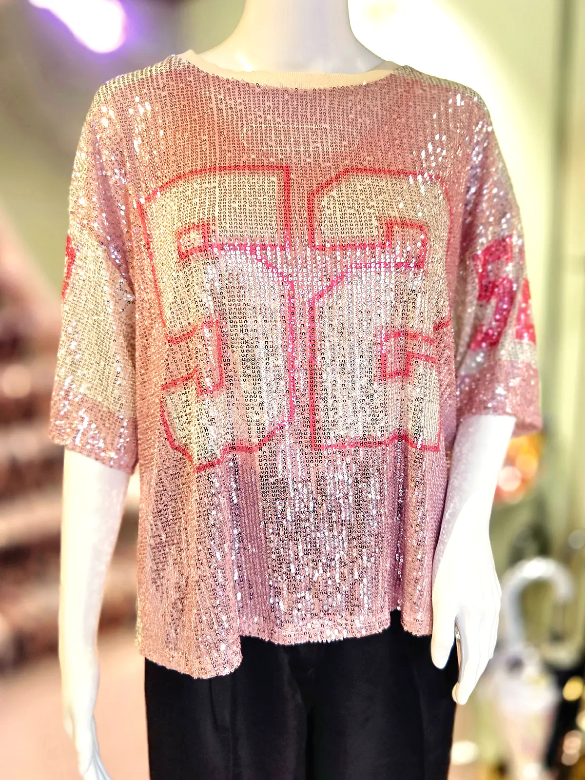 palliet nummer top lyserød og pink