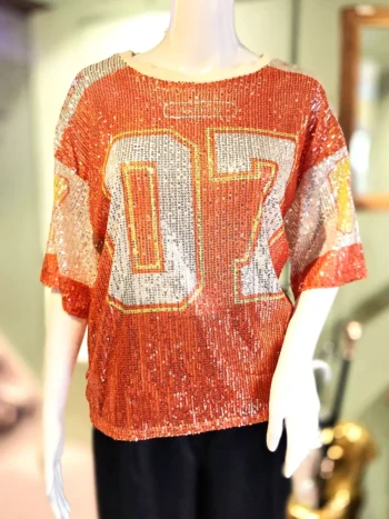 palliet nummer top orange og gul