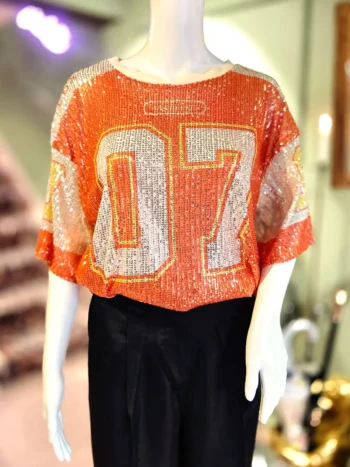 palliet nummer top orange og gul - stylet