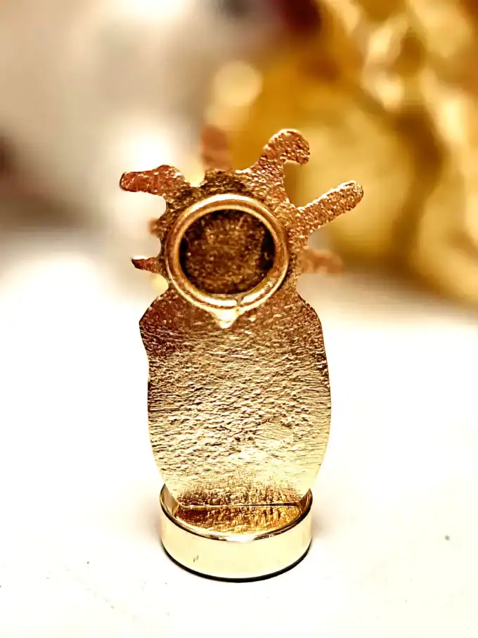 Guld kortholder med ananasmotiv, elegant og unik til kortopbevaring. Perfekt til stilfulde accessori.